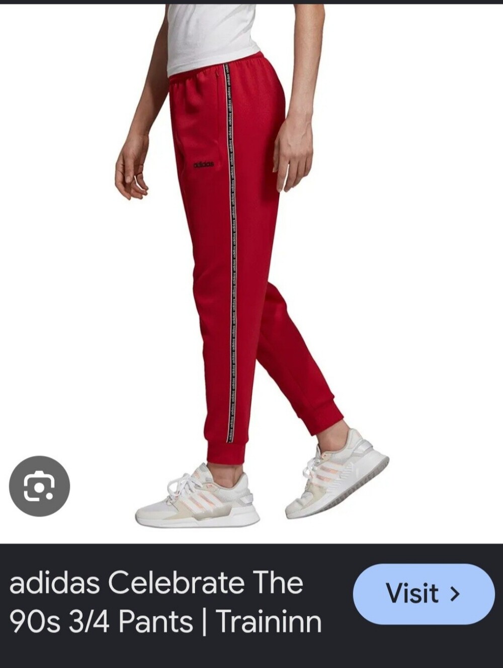 Unisex Adidas Red Track Pants with Side Tape- Slim Fit